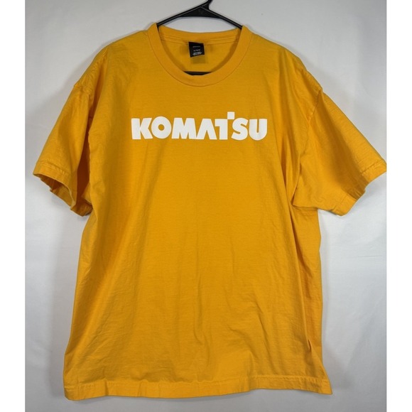 Komatsu Excavator Men's XL Yellow Graphic T-Shirt Heavy Equipment Construction
